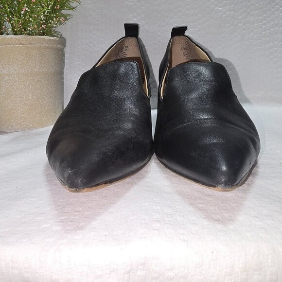 FRANCO SARTO BLACK PUMP WITH WEDGED TORTOISE HEEL LEATHER UPPER WOMENS SIZE 8.5 - Picture 8 of 10